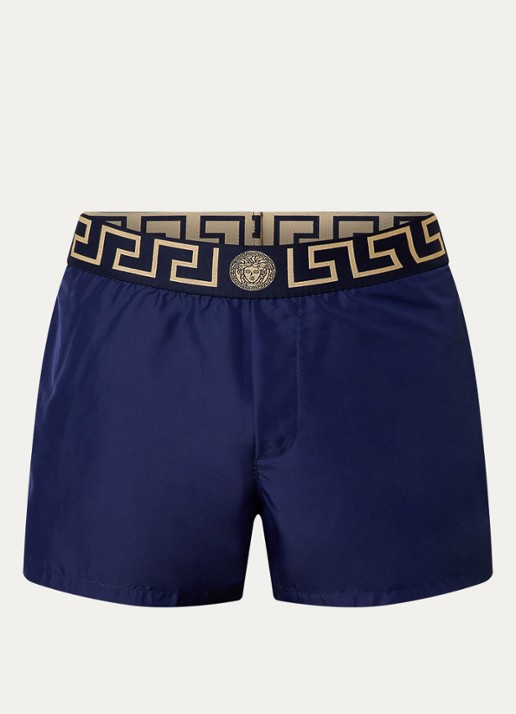 Zwemshorts met logoband - voorkant beige
