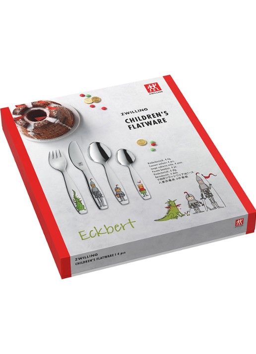 Zwilling Eckbert kinderbestekset 4-delig  - voorkant 2 zilver