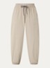 High waist tapered fit joggingbroek met logoborduring - Khaki
