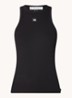 Tanktop met ribstructuur en logoborduring - Zwart