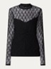 Amy semi-transparante top met broderie - Zwart