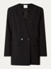 Luray oversized double-breasted blazer met ruitdessin en klepzakken - Zwart