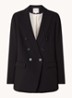Perize double-breasted blazer met schoudervulling en stretch - Zwart