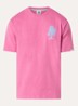 T-shirt met logo- en backprint - Fuchsia
