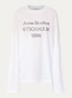 Longsleeve met logoprint en verwassen afwerking - Gebroken wit