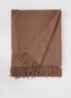 Sjaal van wol met franjes 200 x 45 cm - Lichtbruin