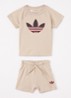 Set van T-shirt met korte broek 2-delig - Beige