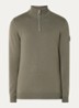 Fijngebreide pullover met halve rits en logo - Zand