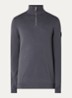 Fijngebreide pullover met halve rits en logo - Donkergrijs