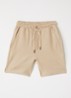 Fijngebreide straight fit korte joggingbroek van  katoen - Beige