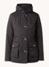 Gewatteerde parka met capuchon en visgraatdessin - Zwart