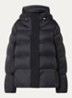 Kaia puffer jack met capuchon en logo - Zwart