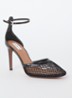 Pump van mesh met kalfsleren details - Zwart