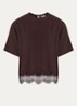 Fia T-shirt met schoudervulling en details van kant - Chocoladebruin