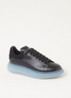 Oversized sneaker van kalfsleer met suède details - Zwart