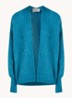 East grofgebreid openvallend vest in alpaca wolblend - Zeegroen