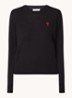 Fijngebreide pullover van wol met logo - Zwart