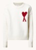 Fijngebreide pullover van wol met logo - Gebroken wit