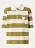 Grofgebreide polo met streepprint en logo - Mosgroen