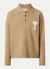 Grofgebreide pullover in wolblend met logo - Beige
