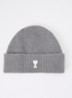 Muts in alpaca wolblend met logoborduring - Grijs