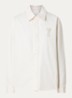 Overshirt van denim met logoborduring - Gebroken wit