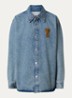 Overshirt van denim met logoborduring - Indigo