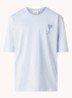 T-shirt van katoen met logoborduring - Lichtblauw