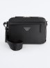 Crossbodytas met afneembare schouderriem en logo - Zwart