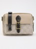 Crossbodytas met logoprint en details van leer - Beige