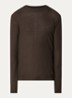 Fijngebreide pullover in wolblend met structuur - Donkerbruin