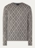 Fijngebreide pullover met ingebreid patroon - Grijs