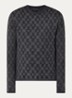 Fijngebreide pullover met ingebreid patroon - Donkerblauw