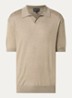 Fijngebreide regular fit polo in zijdeblend - Zand