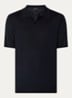 Fijngebreide regular fit polo in zijdeblend - Donkerblauw