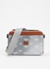 Mini all-over eagle schoudertas van canvas met logo - Grijs