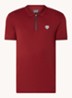 Regular fit polo met logo en halve rits - Kastanjebruin