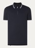 Regular fit polo van piqué katoen met halve rits - Donkerblauw
