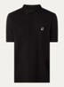 Regular fit polo van piqué katoen met logoborduring - Zwart