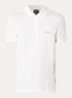 Slim fit polo met 3D logo en halve rits - Gebroken wit