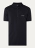 Slim fit polo met 3D logo en halve rits - Donkerblauw