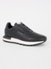 Sneaker van leer met logo - Zwart
