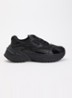 Sneaker van leer met mesh details - Zwart