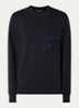 Sweater met logo en borstzak - Donkerblauw