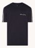 T-shirt met logoborduring - Donkerblauw