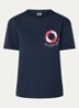 T-shirt met logoborduring - Donkerblauw