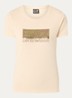T-shirt met logoprint en pailletten - Beige