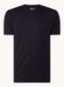 T-shirt met structuur en stretch - Donkerblauw