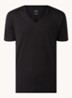 T-shirt van pima katoen met V-hals - Zwart