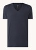 T-shirt van pima katoen met V-hals - Donkerblauw